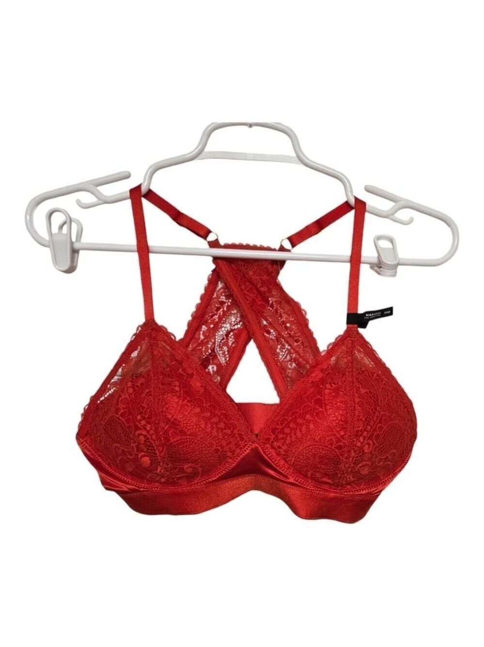 Aerie Red Lace Wireless Bra 34D Balconette NWT